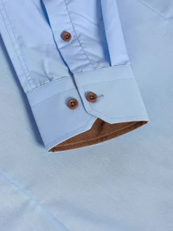 Wam Denim Overhemd Lange Mouwen<Ales Solid Structured Blue Overhemd Lange Mouw