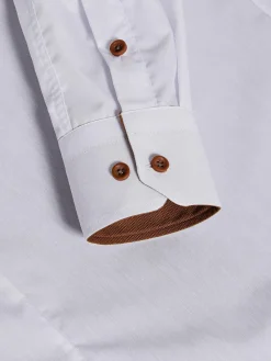 Wam Denim Overhemd Lange Mouwen<Ales Solid Structured White Overhemd Lange Mouw