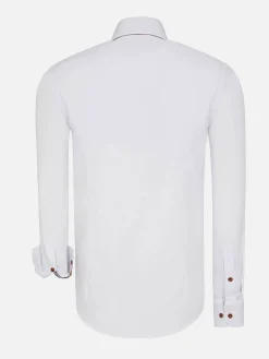 Wam Denim Overhemd Lange Mouwen<Ales Solid Structured White Overhemd Lange Mouw