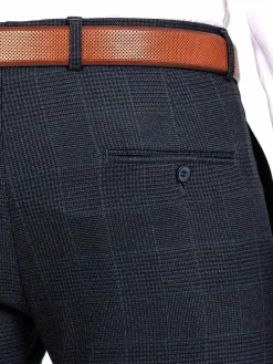 Wam Denim Pantalons<Amalfi Glen Check Slim Fit Navy Suit Pantalon