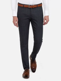 Wam Denim Pantalons<Amalfi Glen Check Slim Fit Navy Suit Pantalon