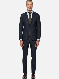 Wam Denim Colberts<Amalfi Glen Check Wide Lapel Navy Suit Colbert