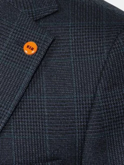 Wam Denim Colberts<Amalfi Glen Check Wide Lapel Navy Suit Colbert