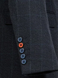 Wam Denim Colberts<Amalfi Glen Check Wide Lapel Navy Suit Colbert