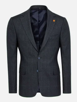 Wam Denim Colberts<Amalfi Glen Check Wide Lapel Navy Suit Colbert