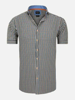 Wam Denim Overhemd Korte Mouwen<Asher Tailored Fit White Brown Overhemd