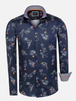 Wam Denim Overhemd Lange Mouwen<Baga Navy Floral Print Overhemd Longe Mouw