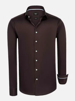 Wam Denim Overhemd Lange Mouwen<Catalina Brown Solid Overhemd Lange Mouw