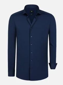 Wam Denim Overhemd Lange Mouwen<Everest Stretched Navy Overhemd Lange Mouw