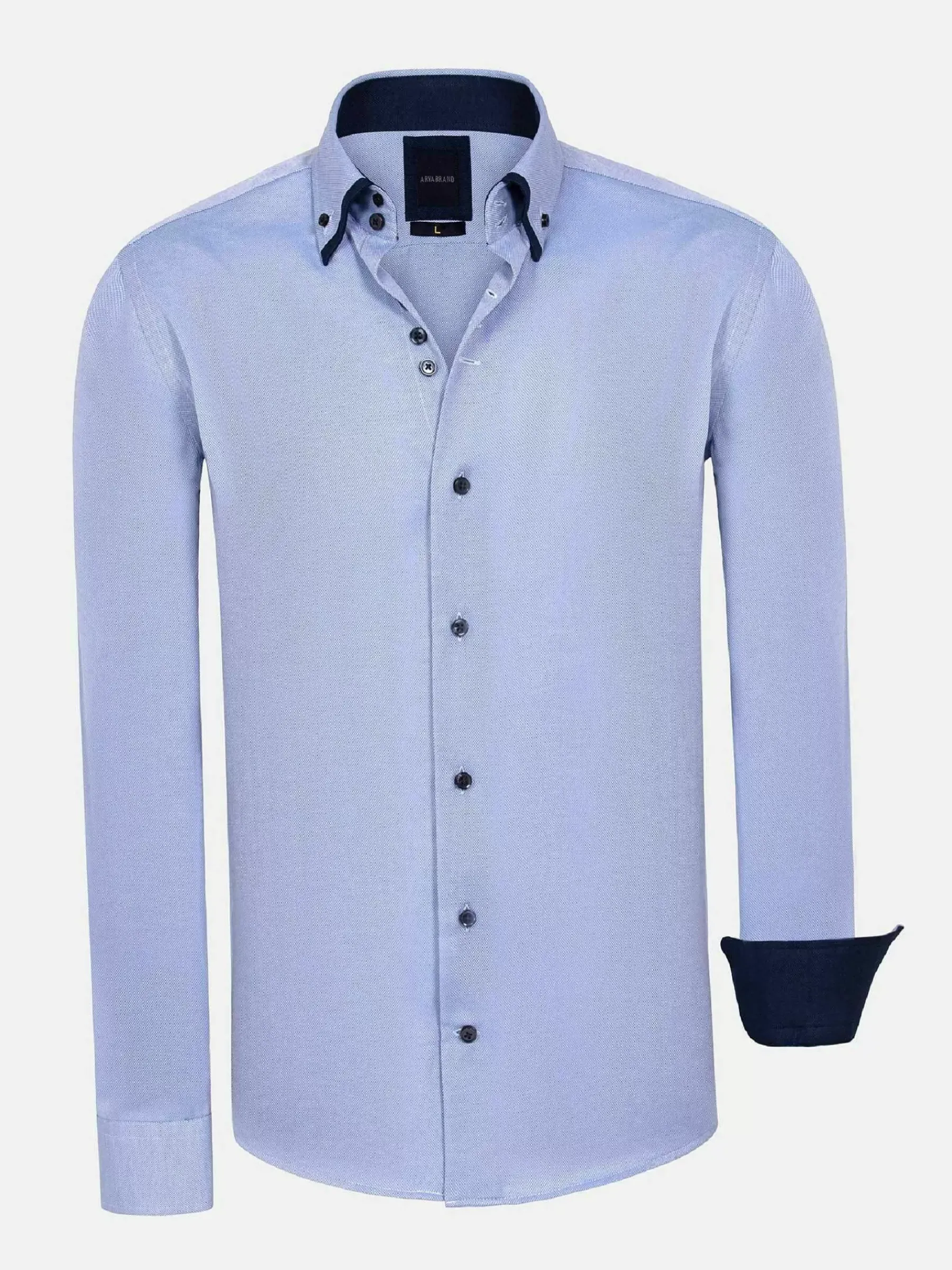 Wam Denim Overhemd Lange Mouwen<Flers Double Collar Blue Overhemd Lange Mouw