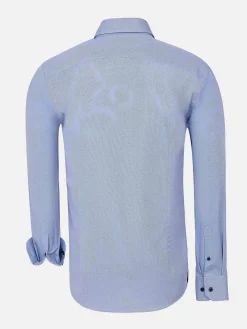 Wam Denim Overhemd Lange Mouwen<Flers Double Collar Blue Overhemd Lange Mouw