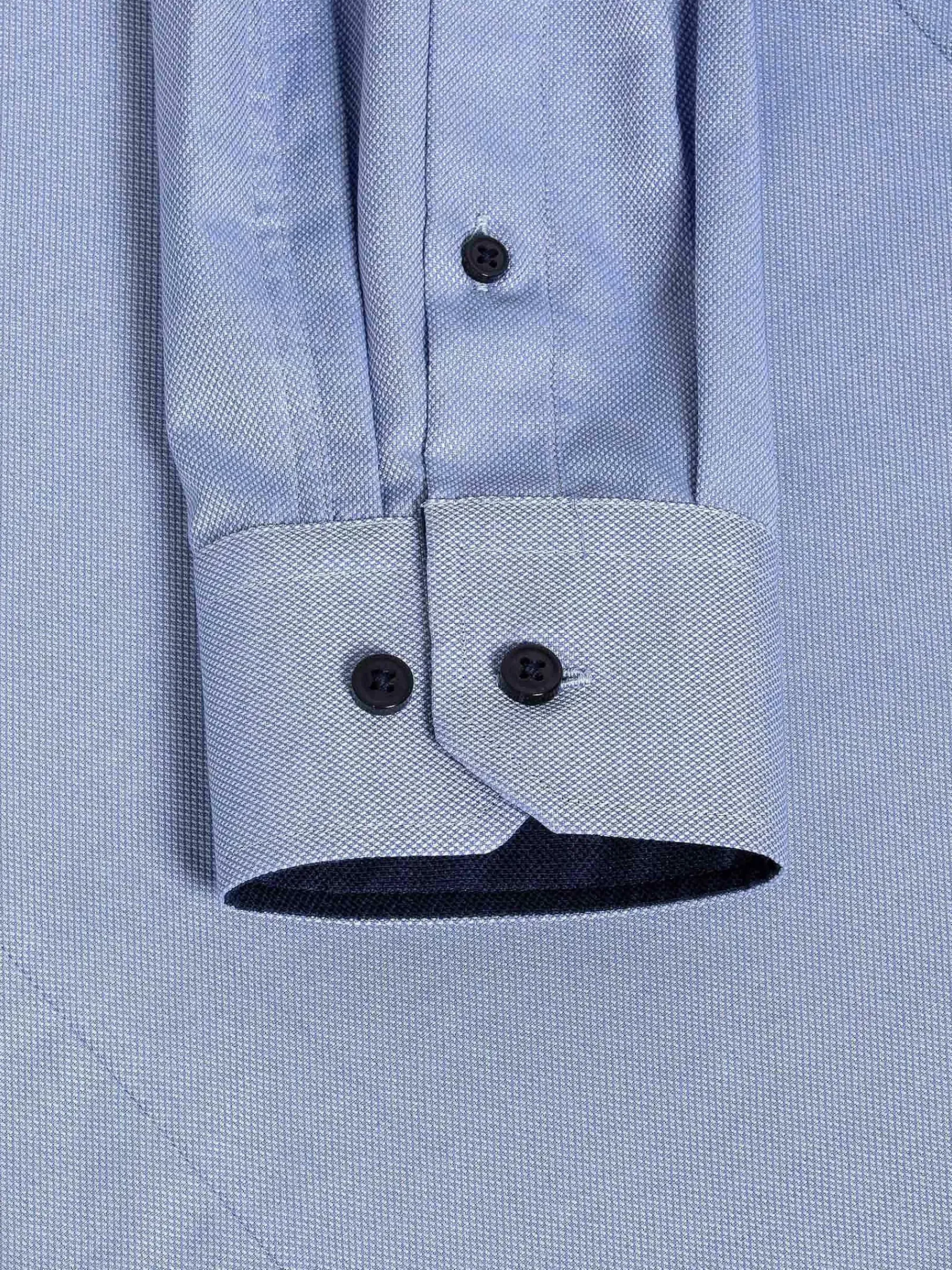 Wam Denim Overhemd Lange Mouwen<Flers Double Collar Blue Overhemd Lange Mouw