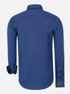 Wam Denim Overhemd Lange Mouwen<Flers Double Collar Navy Overhemd Lange Mouw