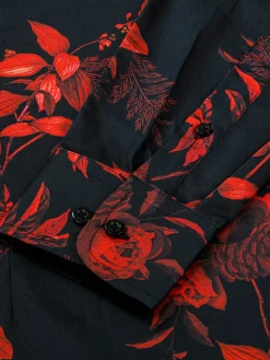 Wam Denim Overhemd Lange Mouwen<Florence Red Floral Black Overhemd Lange Mouw