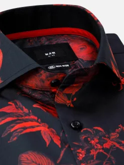 Wam Denim Overhemd Lange Mouwen<Florence Red Floral Black Overhemd Lange Mouw