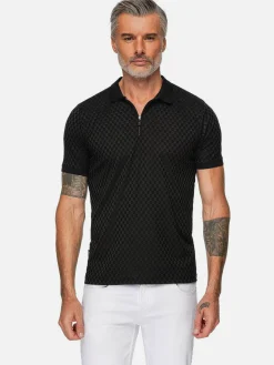 Wam Denim Polo'S<Gonzsles Black Zipper Polo