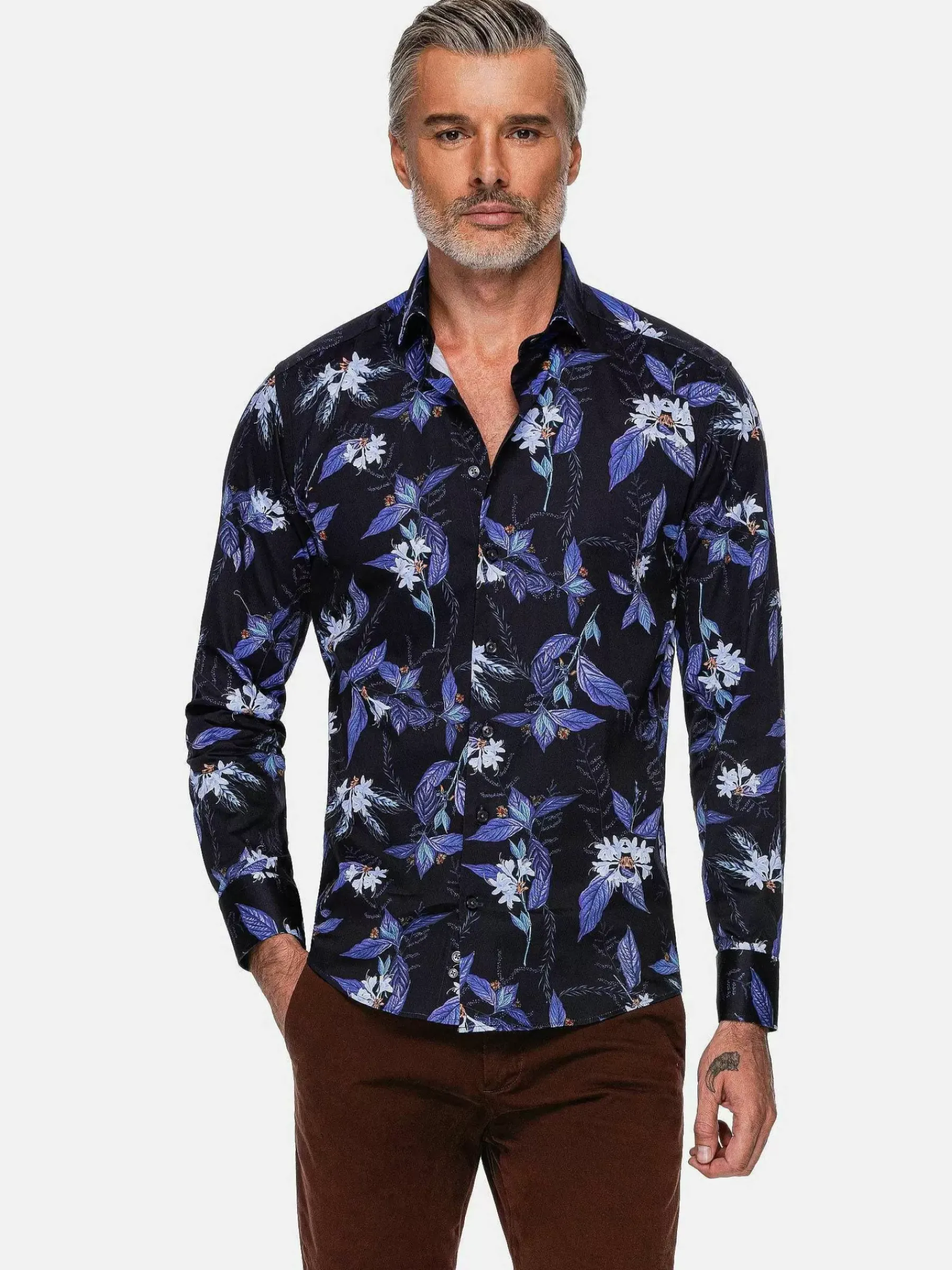 Wam Denim Overhemd Lange Mouwen<Havana Navy Floral Print Overhemd Lange Mouw
