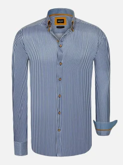 Wam Denim Overhemd Lange Mouwen<Kevin Regular Fit Royal Blue Overhemd