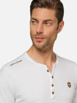 Wam Denim T-Shirts<Korfual Casual V-Neck Button T-Shirt White