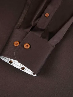 Wam Denim Overhemd Lange Mouwen<Lance Solid Brown Overhemd Lange Mouw