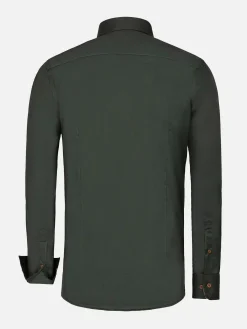 Wam Denim Overhemd Lange Mouwen<Lance Solid Dark Green Overhemd Lange Mouw