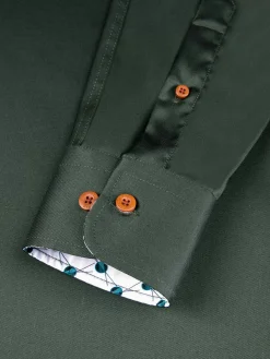 Wam Denim Overhemd Lange Mouwen<Lance Solid Dark Green Overhemd Lange Mouw