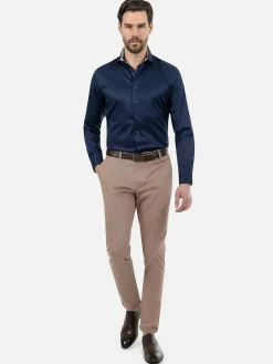 Wam Denim Overhemd Lange Mouwen<Lance Solid Navy Overhemd Lange Mouw