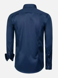 Wam Denim Overhemd Lange Mouwen<Lance Solid Navy Overhemd Lange Mouw