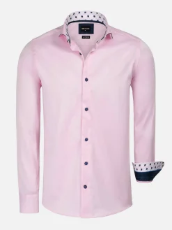 Wam Denim Overhemd Lange Mouwen<Lance Solid Pink Overhemd Lange Mouw