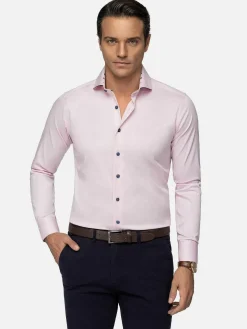 Wam Denim Overhemd Lange Mouwen<Lance Solid Pink Overhemd Lange Mouw