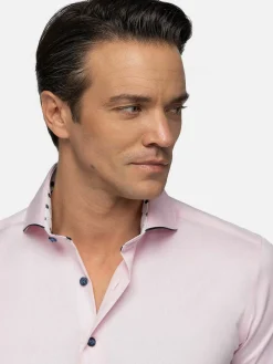 Wam Denim Overhemd Lange Mouwen<Lance Solid Pink Overhemd Lange Mouw