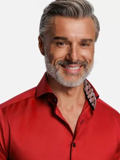 Wam Denim Overhemd Lange Mouwen<Lance Solid Red Overhemd Lange Mouw