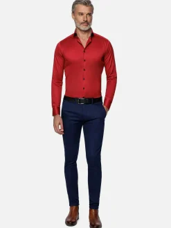 Wam Denim Overhemd Lange Mouwen<Lance Solid Red Overhemd Lange Mouw
