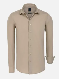 Wam Denim Overhemd Lange Mouwen<Leira Solid Beige Overhemd Lange Mouw