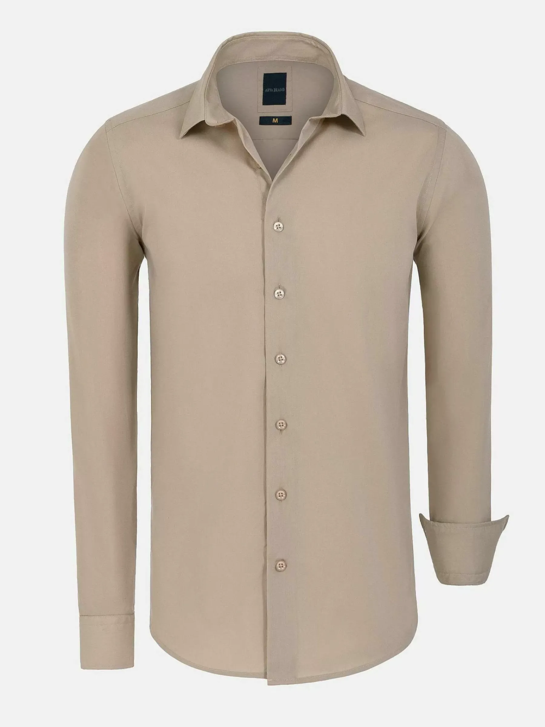 Wam Denim Overhemd Lange Mouwen<Leira Solid Beige Overhemd Lange Mouw