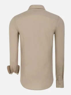 Wam Denim Overhemd Lange Mouwen<Leira Solid Beige Overhemd Lange Mouw