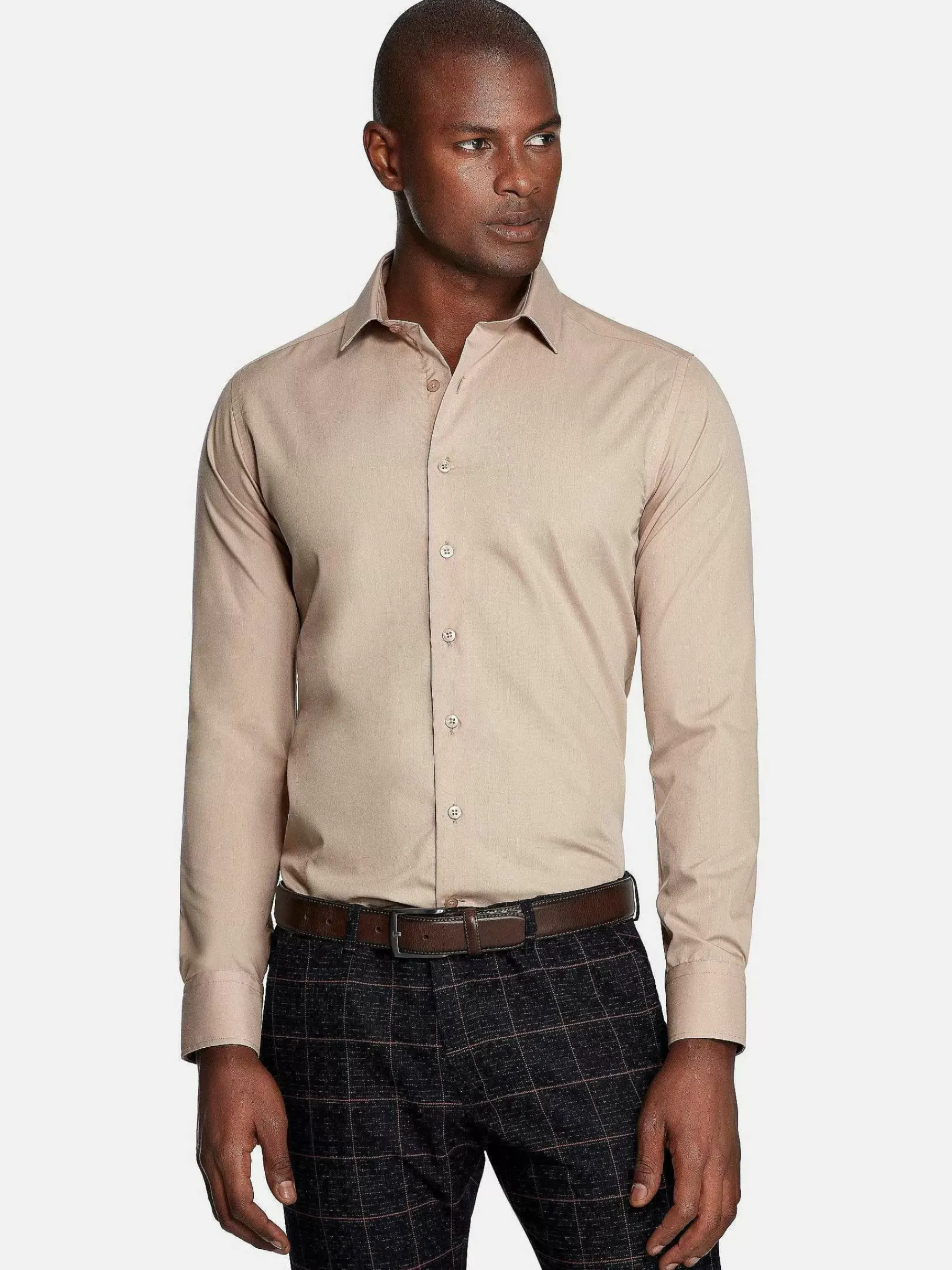 Wam Denim Overhemd Lange Mouwen<Leira Solid Beige Overhemd Lange Mouw