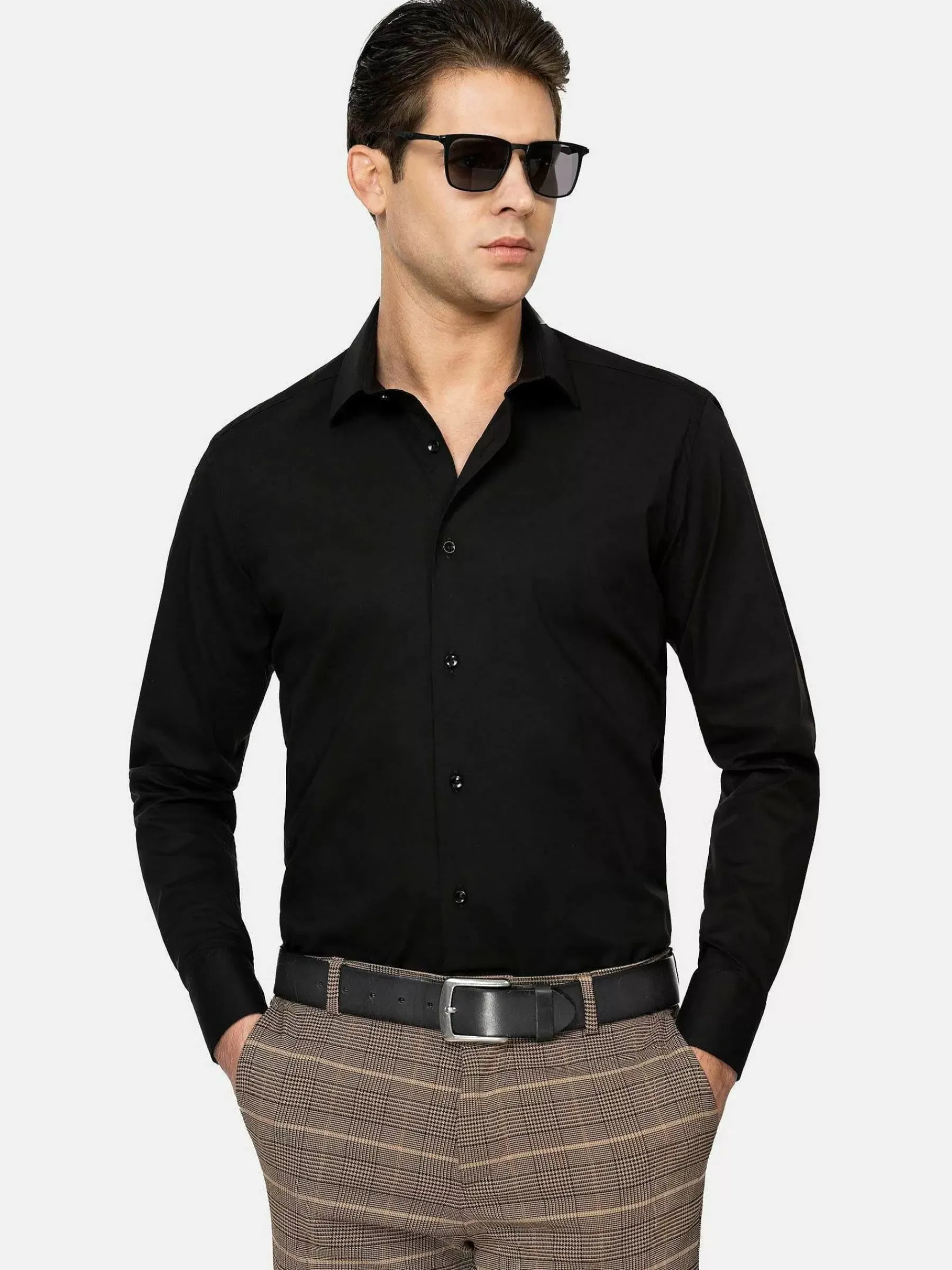 Wam Denim Overhemd Lange Mouwen<Leira Solid Black Overhemd Lange Mouw