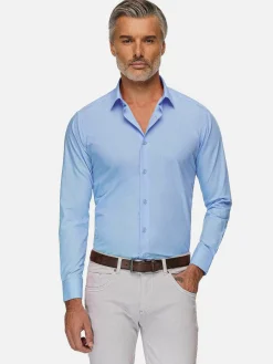 Wam Denim Overhemd Lange Mouwen<Leira Solid Blue Overhemd Lange Mouw