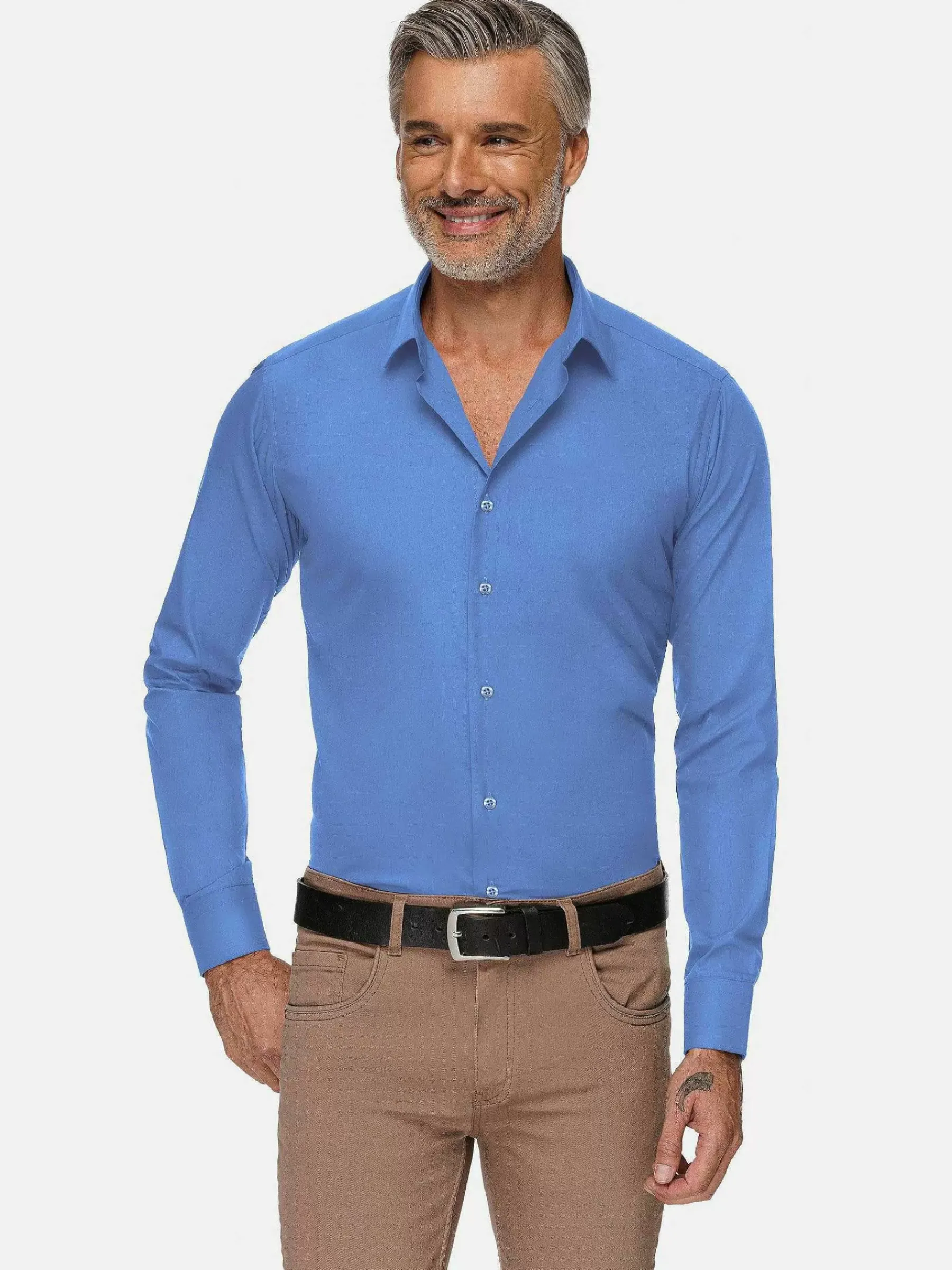 Wam Denim Overhemd Lange Mouwen<Leira Solid Dark Blue Overhemd Lange Mouw