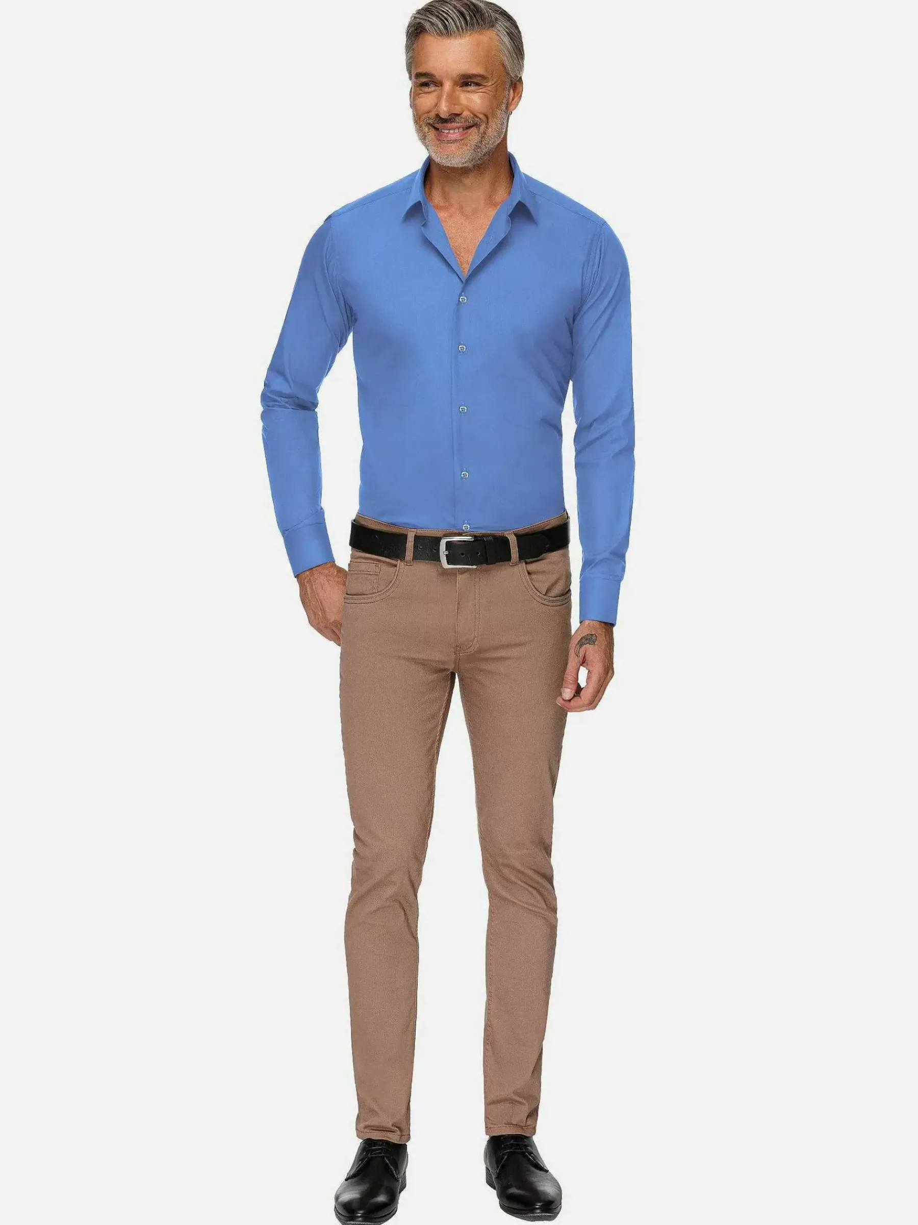 Wam Denim Overhemd Lange Mouwen<Leira Solid Dark Blue Overhemd Lange Mouw