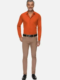 Wam Denim Overhemd Lange Mouwen<Leira Solid Dark Orange Overhemd Lange Mouw