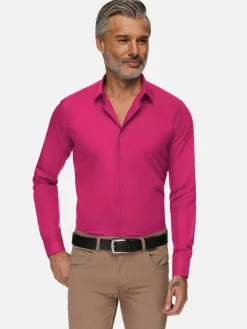 Wam Denim Overhemd Lange Mouwen<Leira Solid Fuchsia Overhemd Lange Mouw