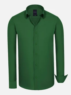Wam Denim Overhemd Lange Mouwen<Leira Solid Green Overhemd Lange Mouw