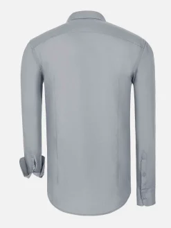 Wam Denim Overhemd Lange Mouwen<Leira Solid Grey Overhemd Lange Mouw