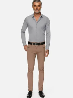 Wam Denim Overhemd Lange Mouwen<Leira Solid Grey Overhemd Lange Mouw