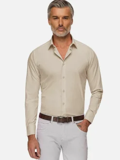 Wam Denim Overhemd Lange Mouwen<Leira Solid Light Beige Overhemd Lange Mouw