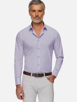 Wam Denim Overhemd Lange Mouwen<Leira Solid Lilac Overhemd Lange Mouw