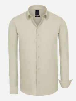 Wam Denim Overhemd Lange Mouwen<Leira Solid Off White Overhemd Lange Mouw