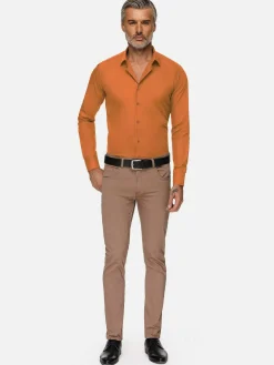 Wam Denim Overhemd Lange Mouwen<Leira Solid Orange Overhemd Lange Mouw
